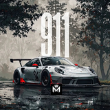 Porsche 911 GT Thunder – Rain Mode Edition Metal Poster