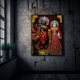Sacred Love of Vrindavan – Krishna with Radha Metal Poster
