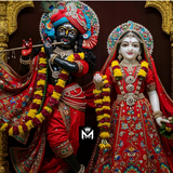 Sacred Love of Vrindavan – Krishna with Radha Metal Poster