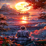 Meditative Sunset Dreamscape Metal Poster