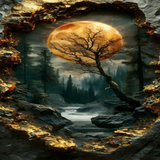 Ethereal Gateway: Moonlit Forest Metal Poster