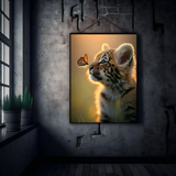 Curious Cub & Butterfly – Nature Metal Poster